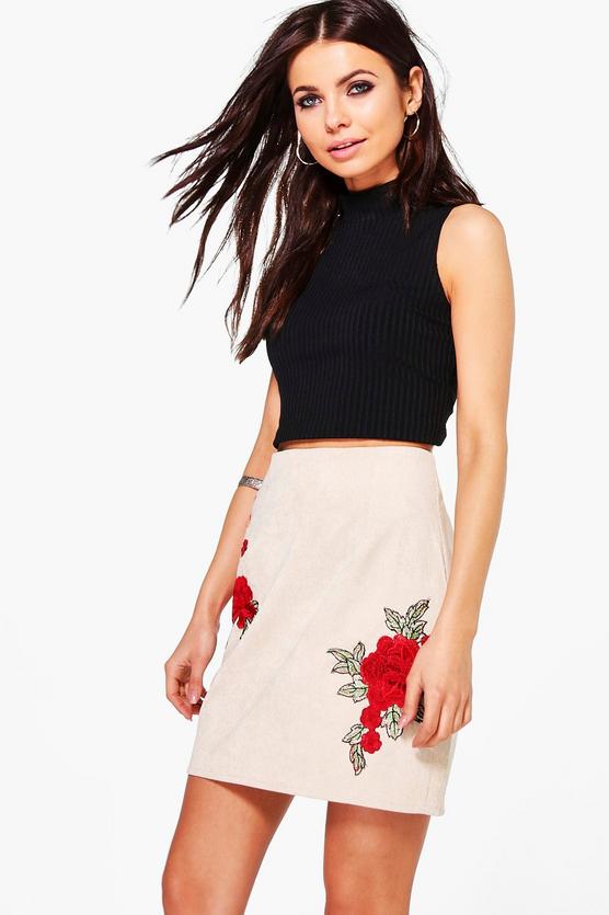 Arizona Rose Applique Cord A Line Skirt